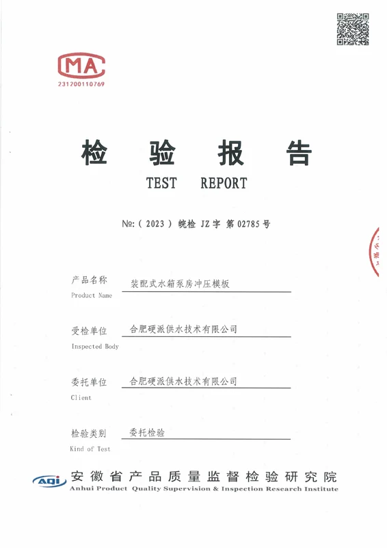 BDF水箱泵房冲压模载力性能检测封面